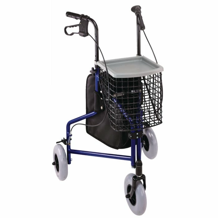 3 Wheel Steel Rollator - Blue