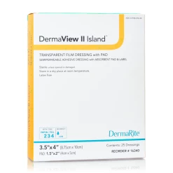 DermaView II Island Transparent Film Wound Dressing With Non-Adherent, Absorbent Pad